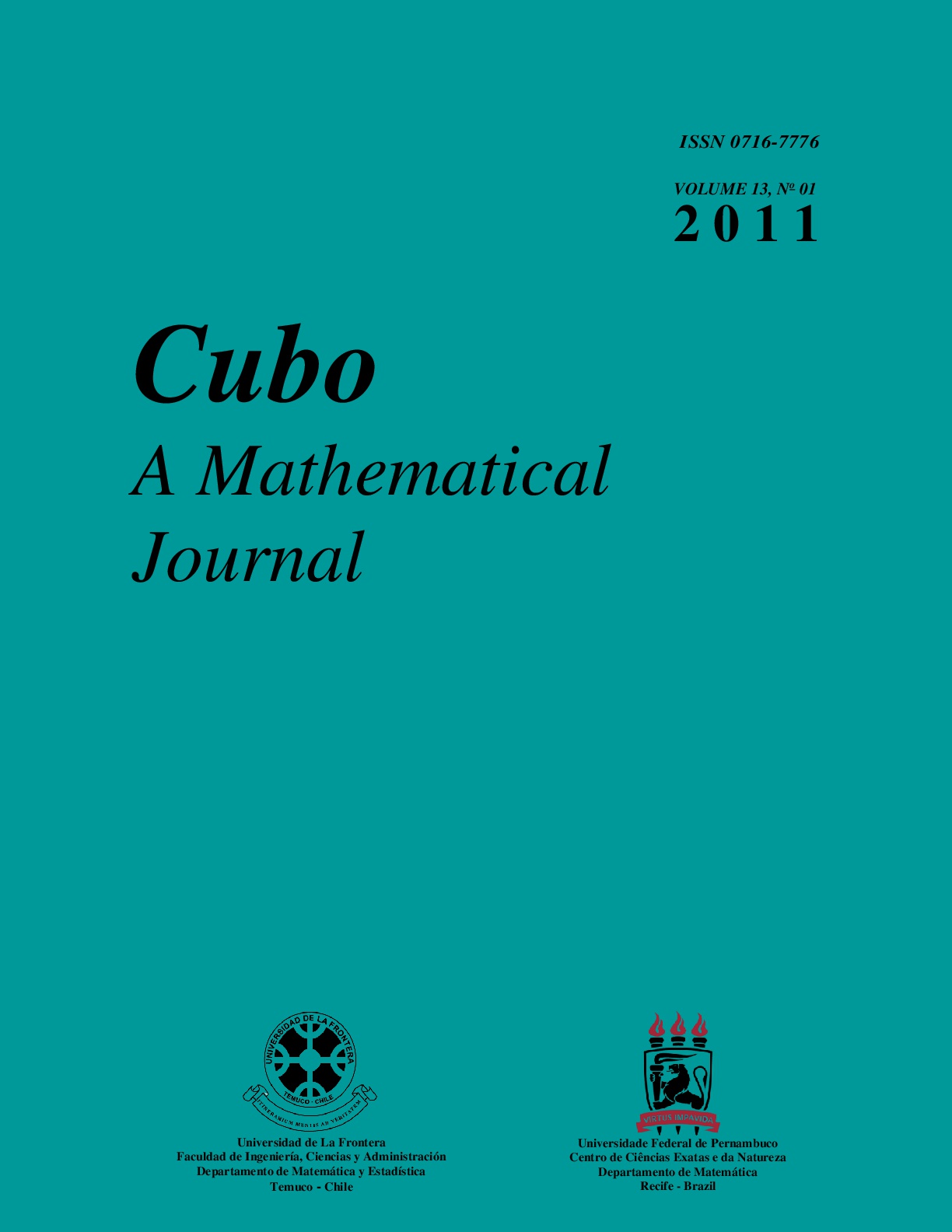 					View Vol. 13 No. 1 (2011): CUBO, A Mathematical Journal
				
