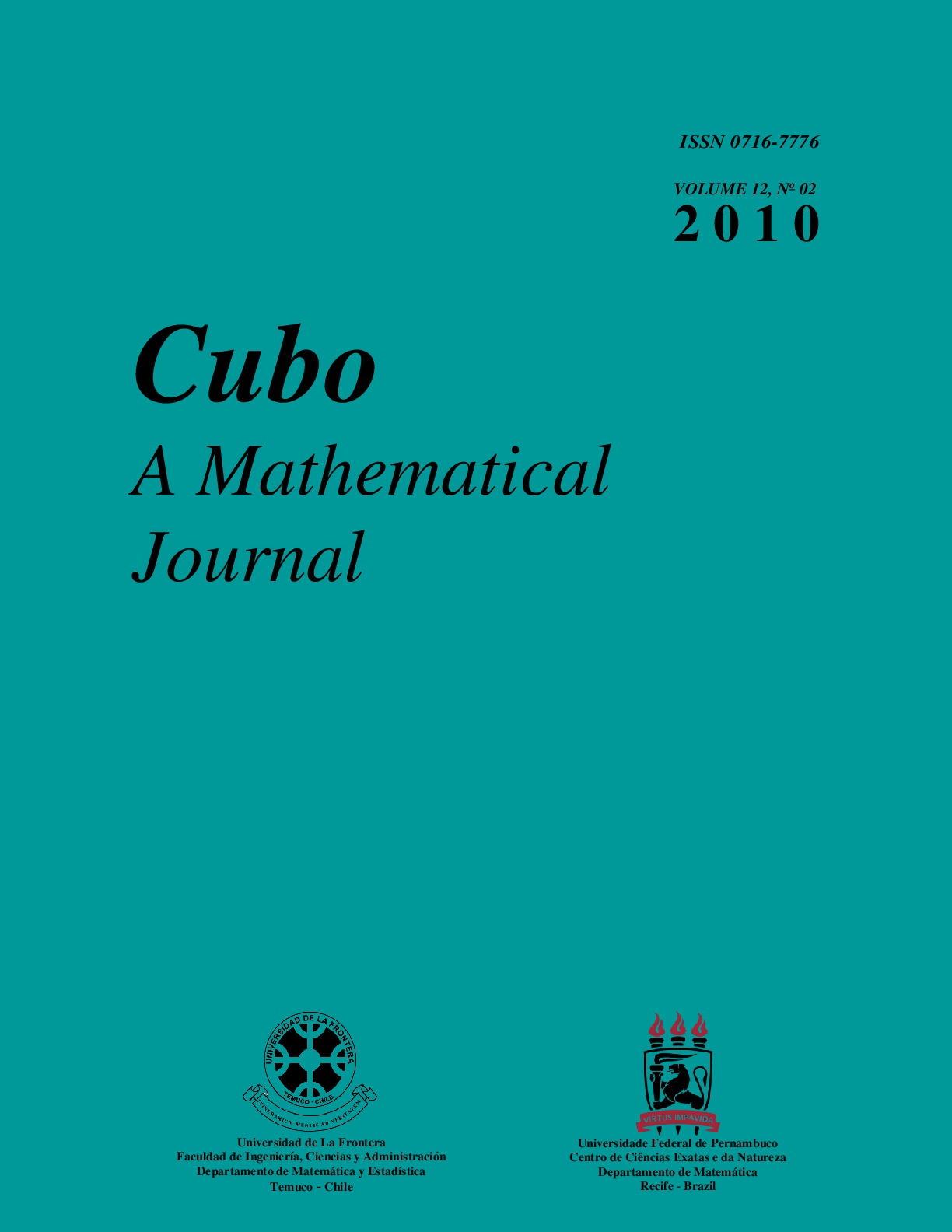 					View Vol. 12 No. 2 (2010): CUBO, A Mathematical Journal
				