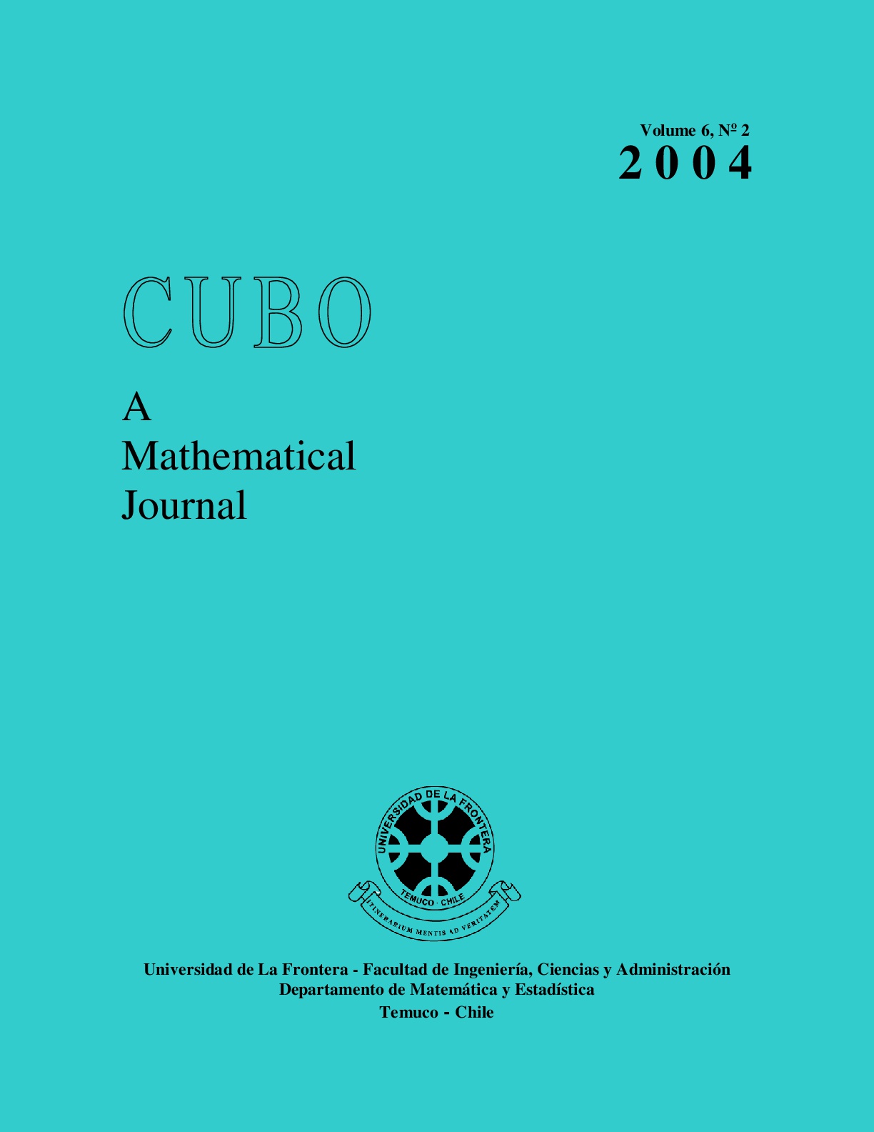 					View Vol. 6 No. 2 (2004): CUBO, A Mathematical Journal
				